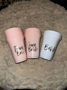 Brand new- Team Bride & Bride Plastic Party Cups - Pink and White